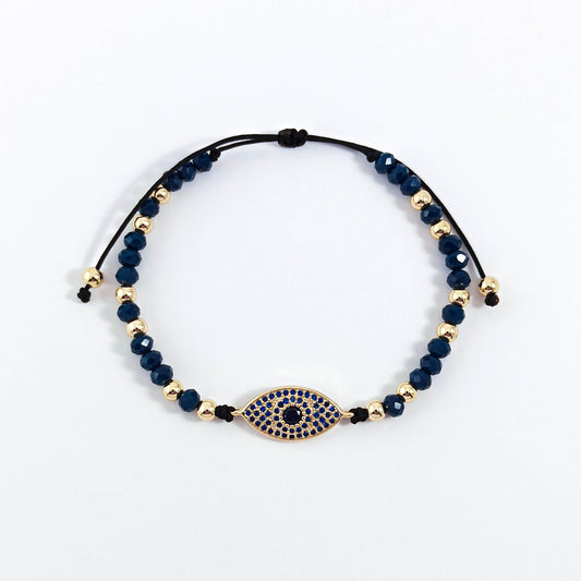 Blue Evil Eye Bracelet with Zircons