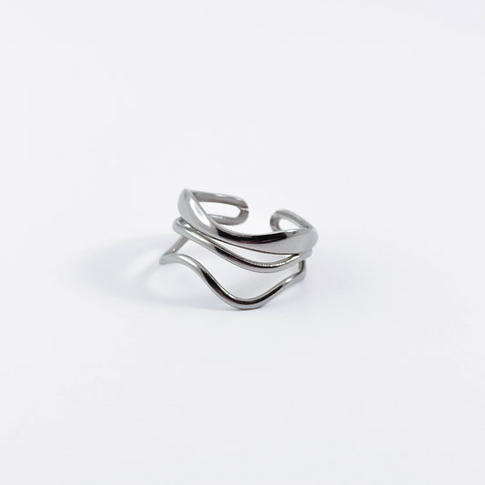 Wavey Stainless Steel Stack Adjustable Ring