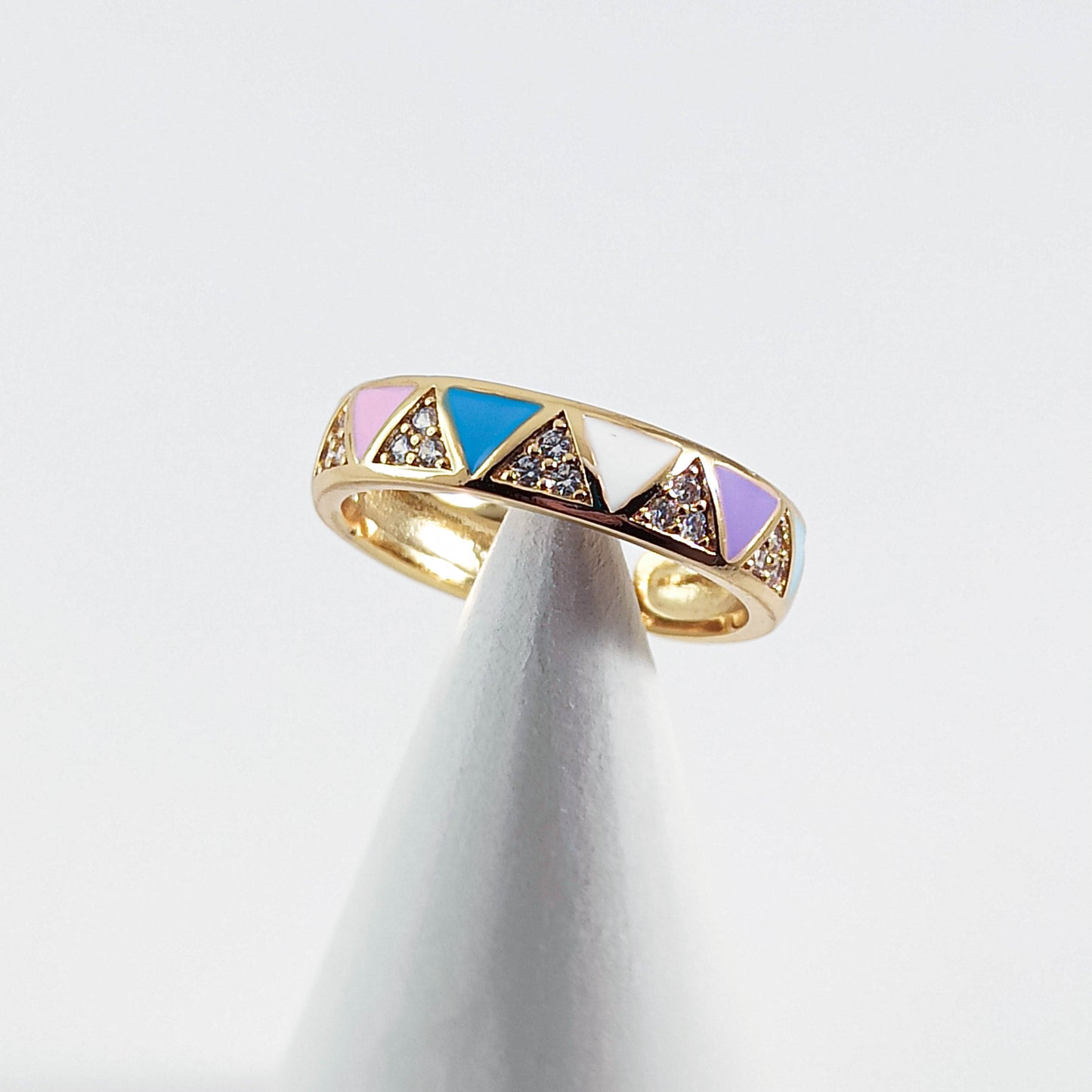 Girly Geometric Ring in Pastel Colors