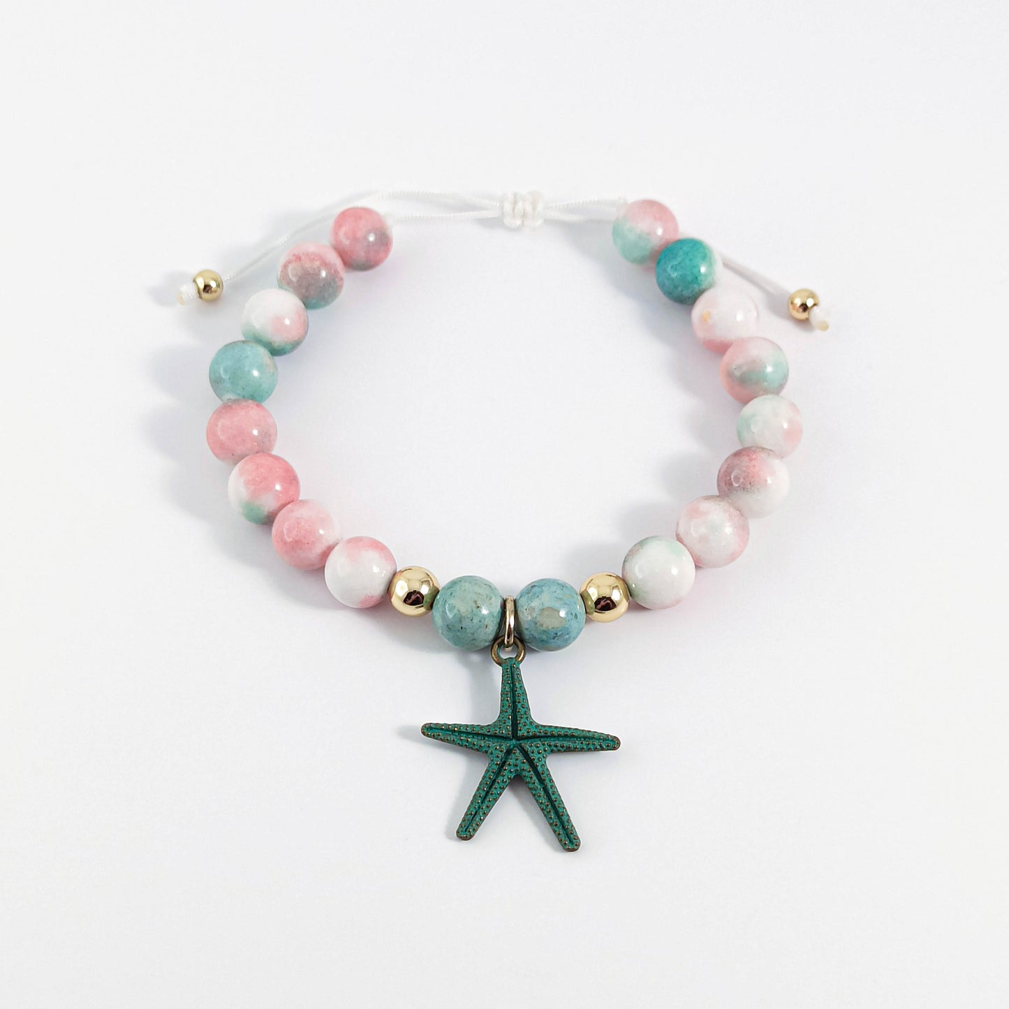 Starfish Cute Summer Bracelet with Nephrite Beads