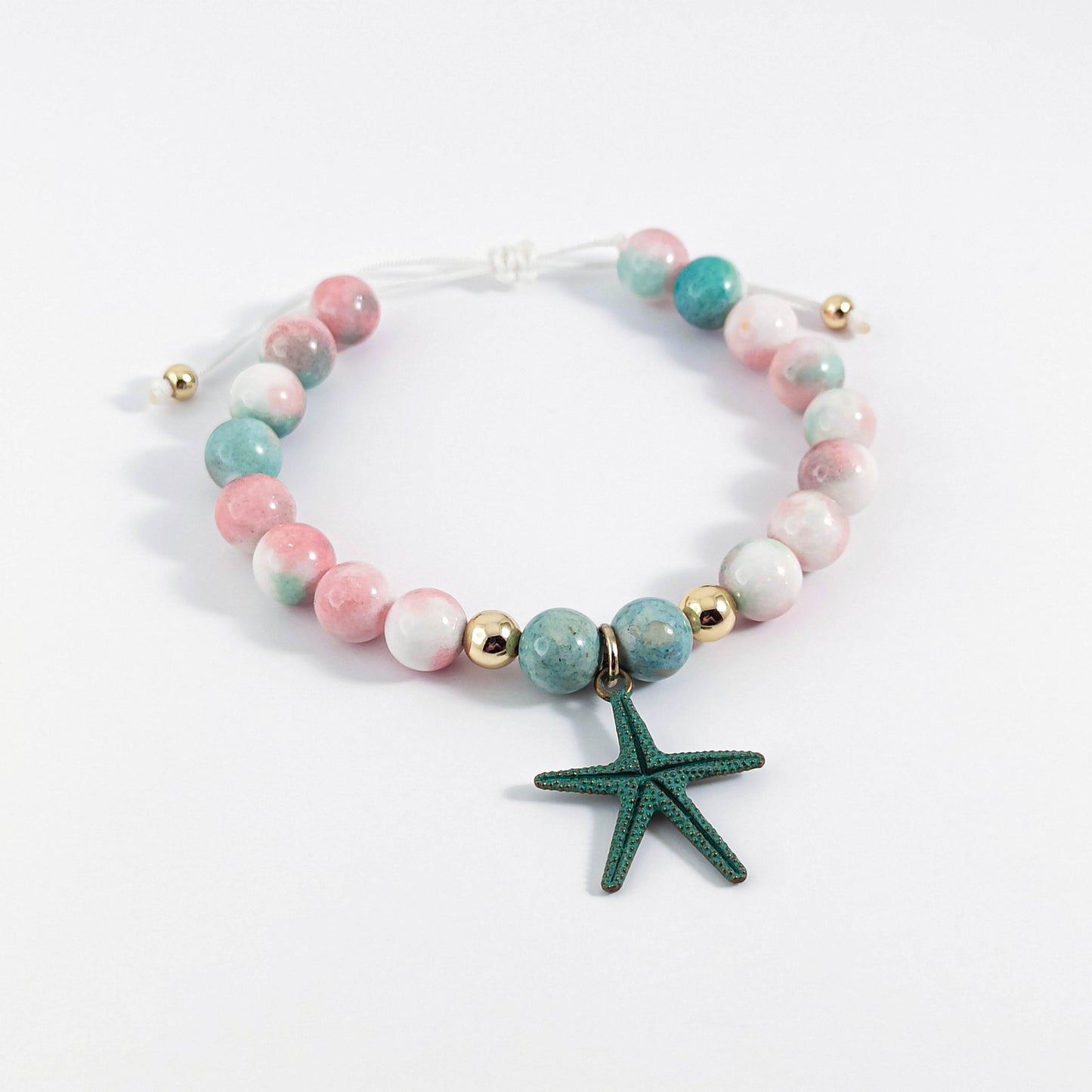 Starfish Cute Summer Bracelet with Nephrite Beads