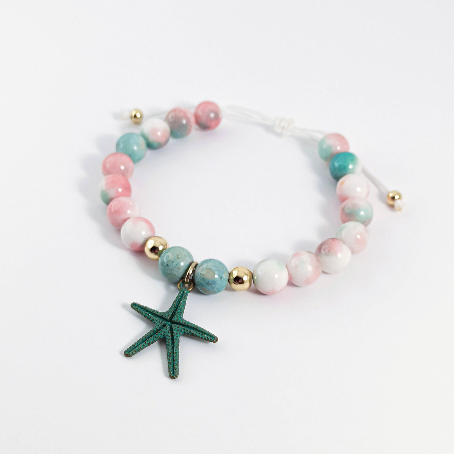 Starfish Cute Summer Bracelet with Nephrite Beads