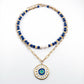 Collier double avec pierres précieuses naturelles de couleur bleu électrique