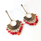 Boucles d'Oreilles Ethnique en Laiton avec Perles de Pierres Précieuses Orange